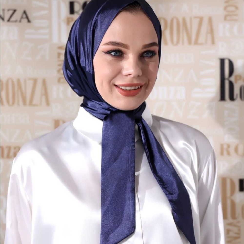 Blue Silky Scarf Wrap Accessory